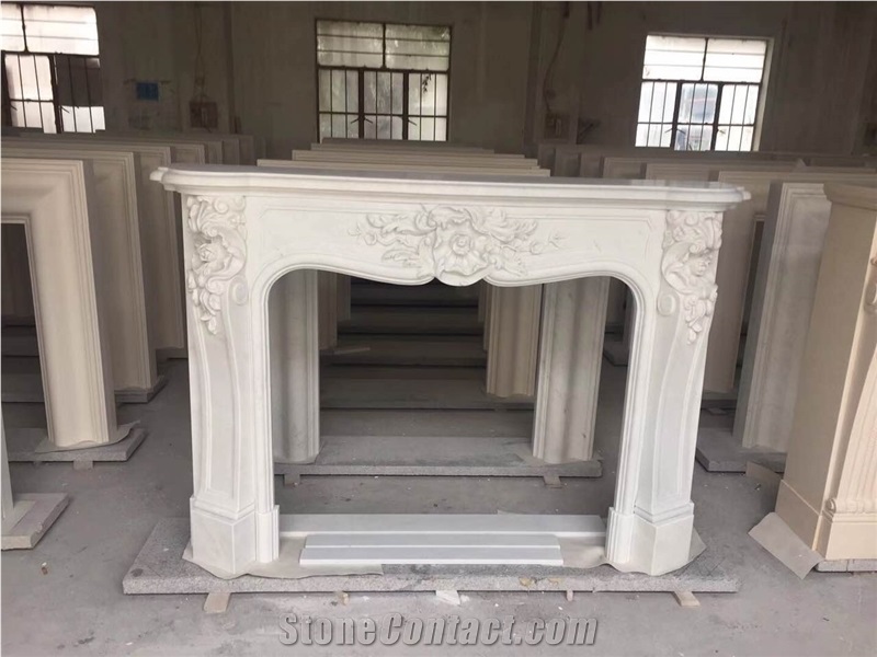Marble Sculptured Fireplace Custom Design Fireplace for Interior