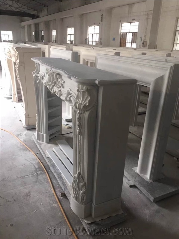 Marble Sculptured Fireplace Custom Design Fireplace for Interior