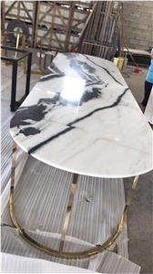 Marble Stone Furniture Bookmatch Panda White Office Meeting Tables