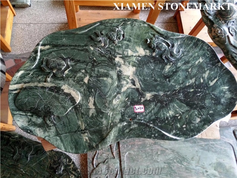 Nine Dragon Green Marble Tea Trays Shape Customized,Interior Furniture