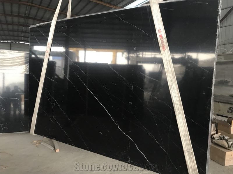 Black Silk Marble Slab and Tiles, Cut to Size Marble