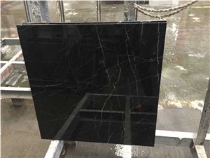 Black Silk Marble Slab and Tiles, Cut to Size Marble