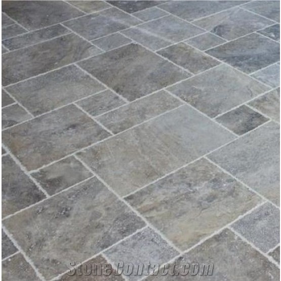 Silver Tumbled Travertine Outdoor Pavers
