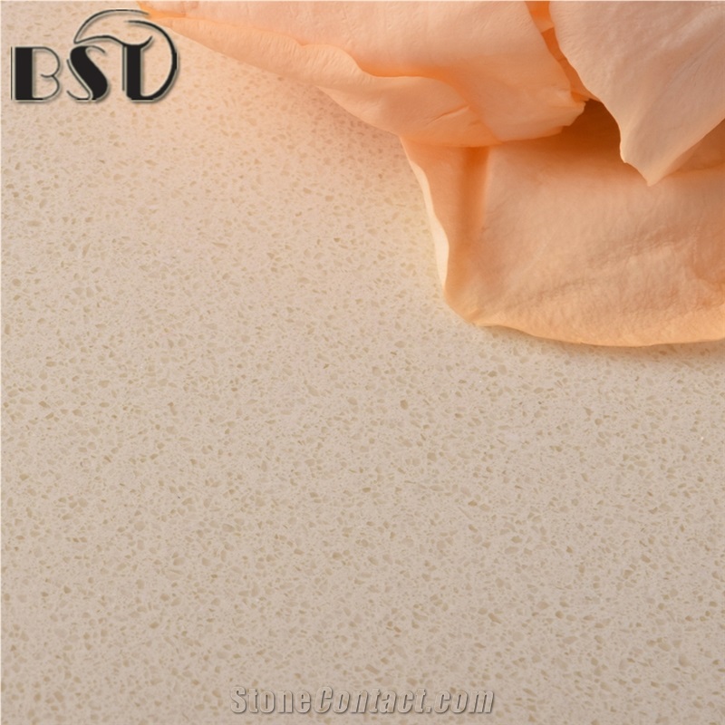 Discount Artificial Beige Quartz Stone with Fine Chips for Bathroom