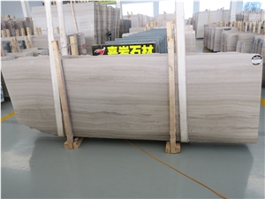 China Wood Marble Quarry Owner White Wood Slab Wooden White 1.8cm