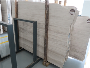 China Wood Marble Supplier Quarry Owner White Wood Slab 1.8cm
