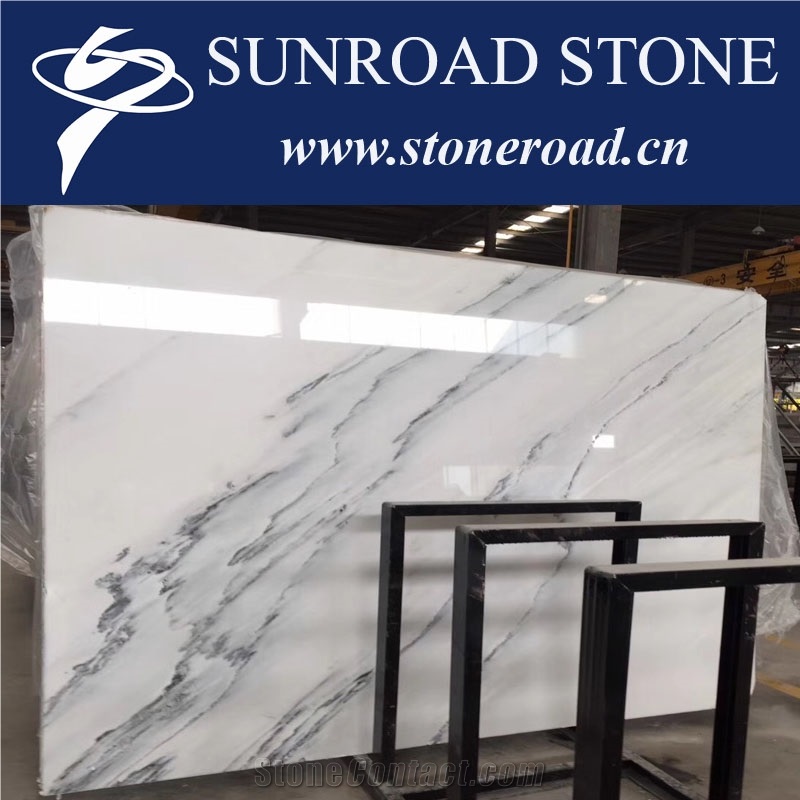 Chinese Ink Washed White Marble / Calacatta Grey White Marble Slabs