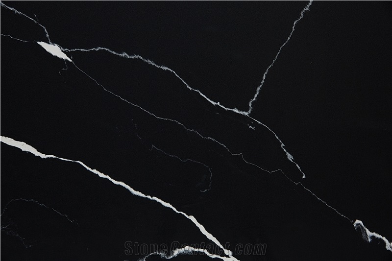 Black Quartz Calacatta Black06 Vm-17912 Quartz Slabs&Tiles Flooring