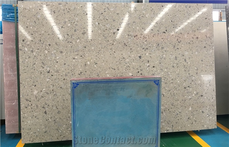 Ls-E009 Light Grey Artificial Stone Slabs&Tiles Flooring