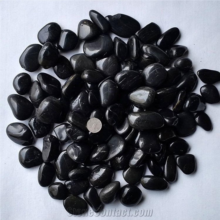 China Manufacturer River Stone Garden Cobbles Black Pebbles
