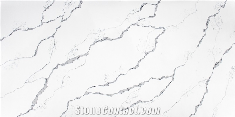 Calacatta Creek Quartz Stone Customized Kitchen Countertops, Worktops
