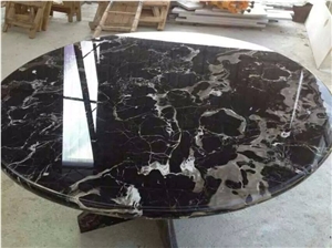Century Black Ice Flower Marble Customized Round Table-Top Design