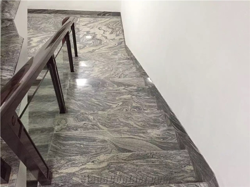 China Juparana Black Granite, Polished Stairs/Steps/Risers/Skirts
