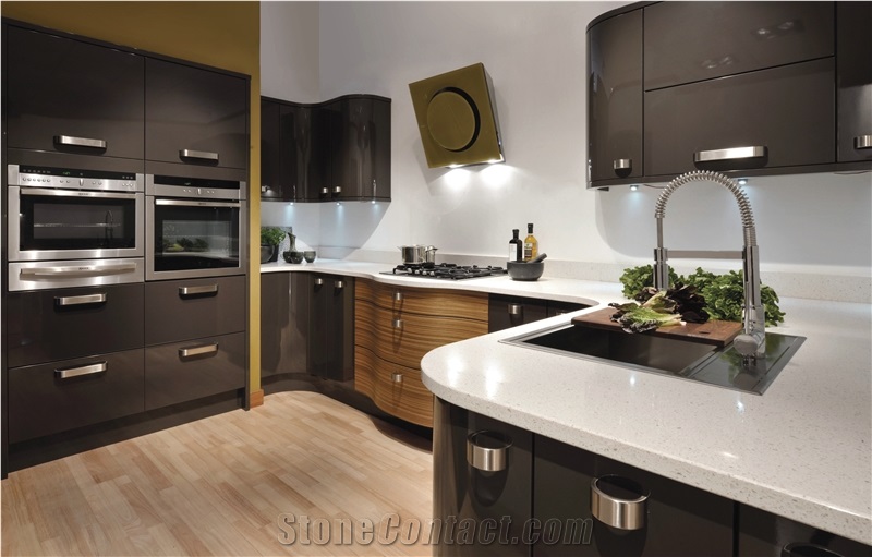 Cream Mougat Quartz Stone Customized Kitchen Countertops & Worktops