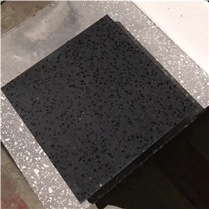 Dark Black Terrazzo Stone Tiles, Artificial Stone, Tm006bl