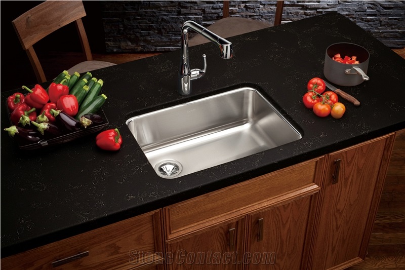 Empire Black Quartz Stone Customized Kitchen Countertops & Worktops
