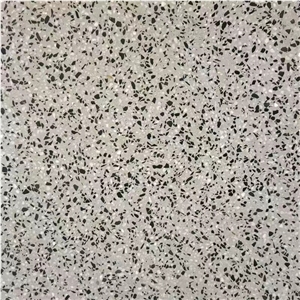 Light Grey Terrazzo Tiles with Black & White Particles, Tm012g