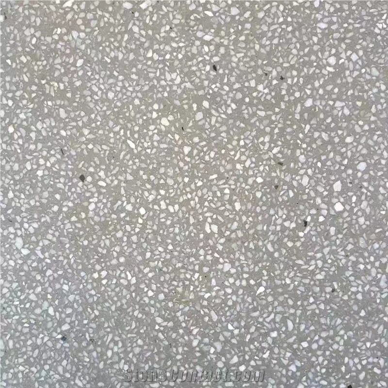 Light Grey Terrazzo Tiles with White Particles, Tm011g from China