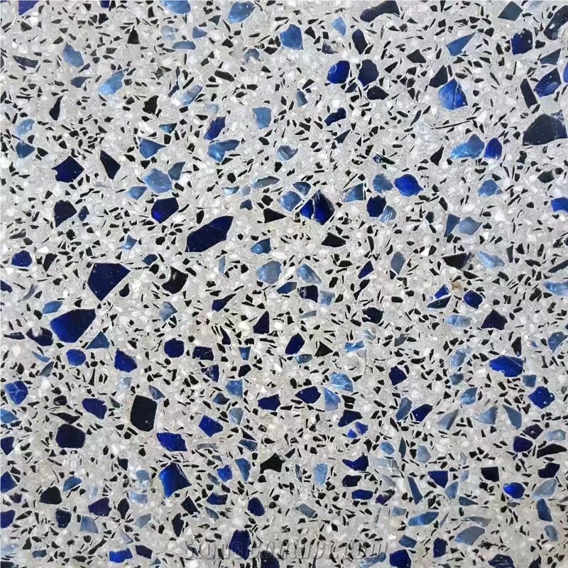 Light Grey Terrazzo with Blue Glass Particles, Tm013g
