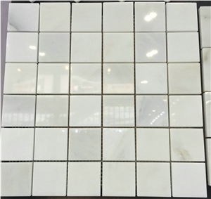 Oriental White/Carrara White, Marble Mosaic Tiles Middle Square Shape
