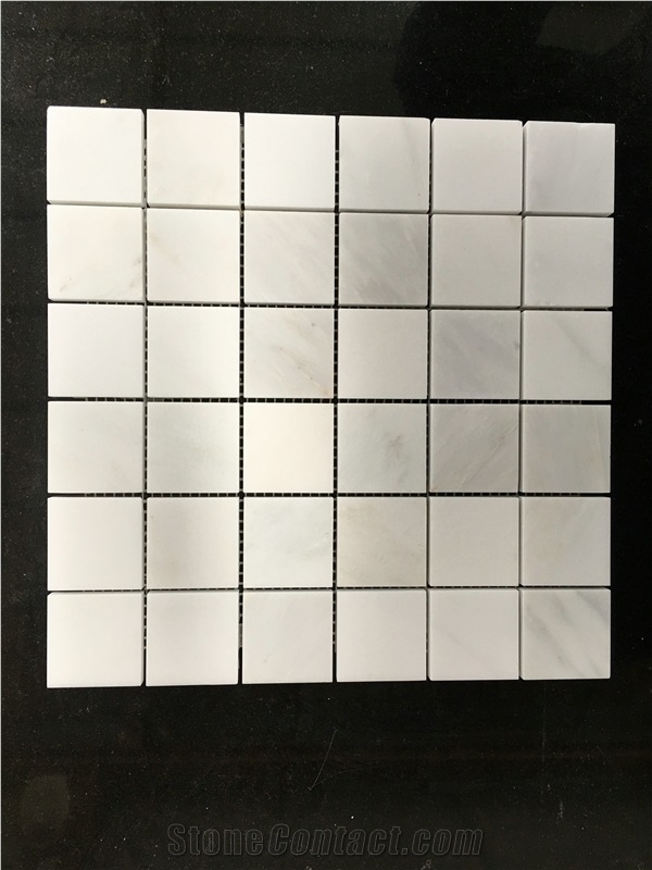Oriental White/Carrara White, Marble Mosaic Tiles Middle Square Shape
