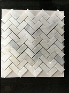 Oriental White Marble Herringbone Mosaic Design, Wall/Floor Tiles