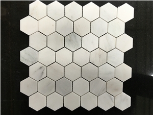 Oriental White Marble Middle Hexagon Mosaic Tiles, Wall/Floor Paving