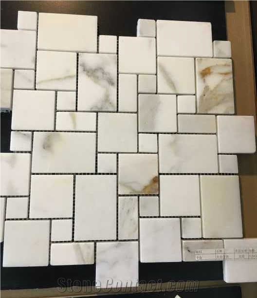 Random Sizes Bricks Composited Marble Mosaic Tiles, Wall/Floor
