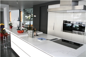 Statuario Nuvo Quartz Stone Customized Kitchen Countertops, Worktops