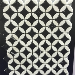 White & Black Marble Mosaic Tiles, Indoor Wall & Floor Decoration