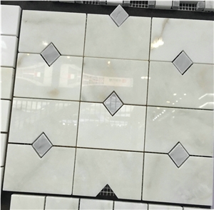 White & Grey Spots Composited Marble Mosaic Tiles, Wall/Floor Paving