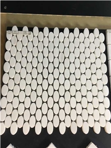 White Marble Oval Shaped Mosaic Tiles, Interior Wall/Floor Decoration