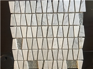 White Marble Trapezoid Mosaic Tiles, Interior Wall/Floor Paving