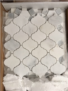 White Marble Water-Jet Mosaic Lantern Shaped Wall/Floor Paving Tiles