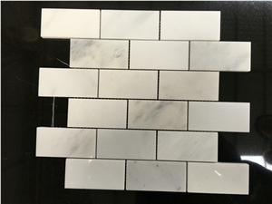 White Marble with Big Brick Pattern Mosaic, Wall/Floor Paving Tiles