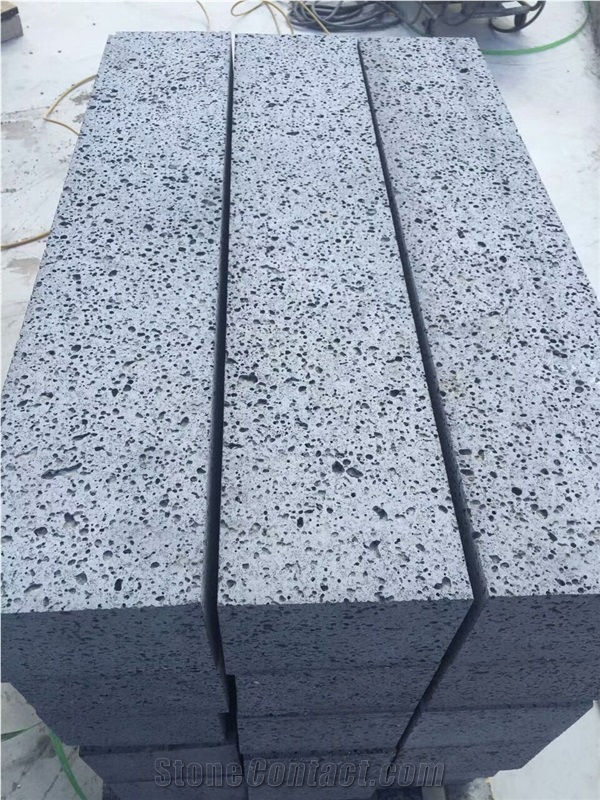 Black Lava Stone with Holes for Paving and Wall Competitive Prices