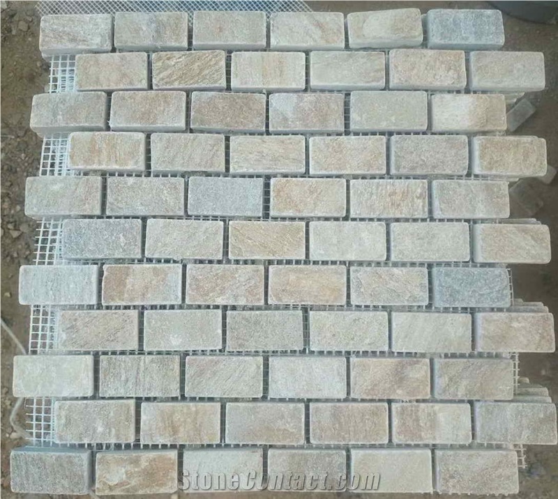 P014 Yellow Slate Mosaic for Wall and Paving