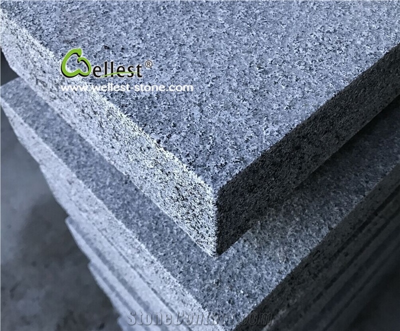 G654 Dark Grey Granite Flamed Wall Coping Stones with Straight Edge