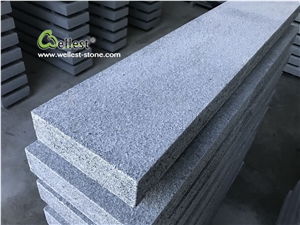 G654 Dark Grey Granite Flamed Wall Coping Stones with Straight Edge