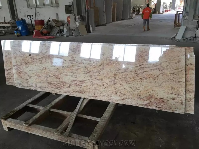Gold Granite Counter Top for Bathroom Kicthen Paving Stone Wall