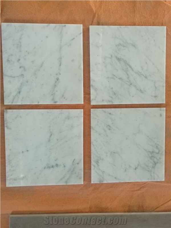 Italian Bianco Carrara White Marble Tiles and Mosaic