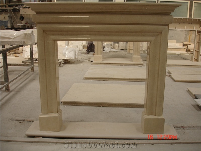 Cream Micro Marble Fireplace Bolection with Top