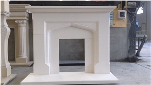 Limestone Fireplace Surround Back Panel and Hearth