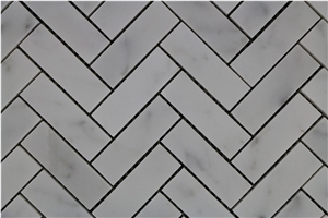 Bianco Carrara White,Cremo Delicato Herringbone Marble Mosaic,Tiles