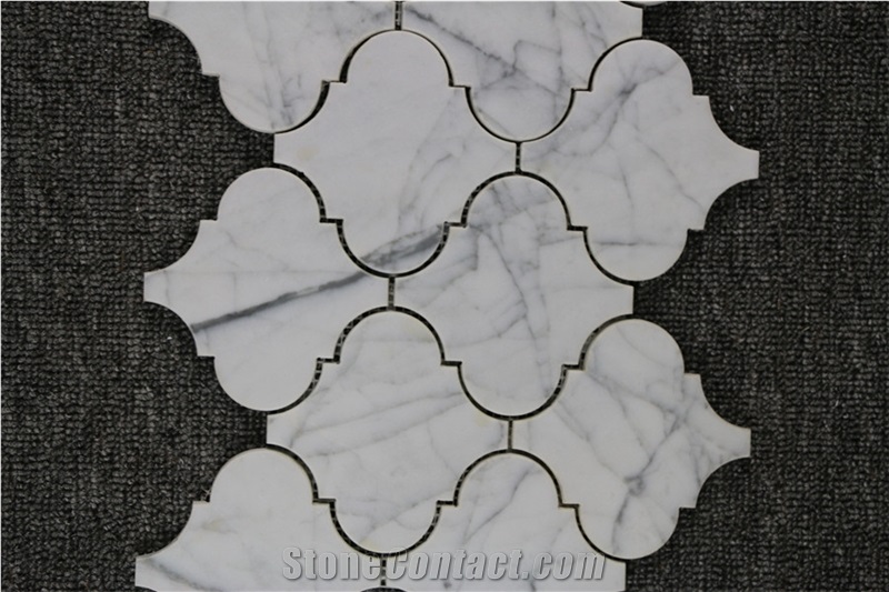 Bianco Carrara White,Cremo Delicato Lantern Shape Marble Mosaic,Tiles