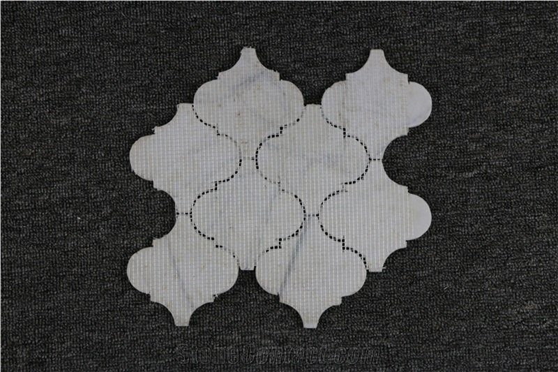 Bianco Carrara White,Cremo Delicato Lantern Shape Marble Mosaic,Tiles