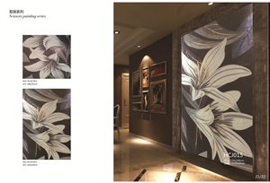 Glass Mosaics Arts,Luxury Medallions,Scissors Painting, Lotus Flower Wallingh Panel