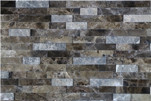 Spain Crema Marfil Dark Emperador Polished Split Brick Marble Mosaics
