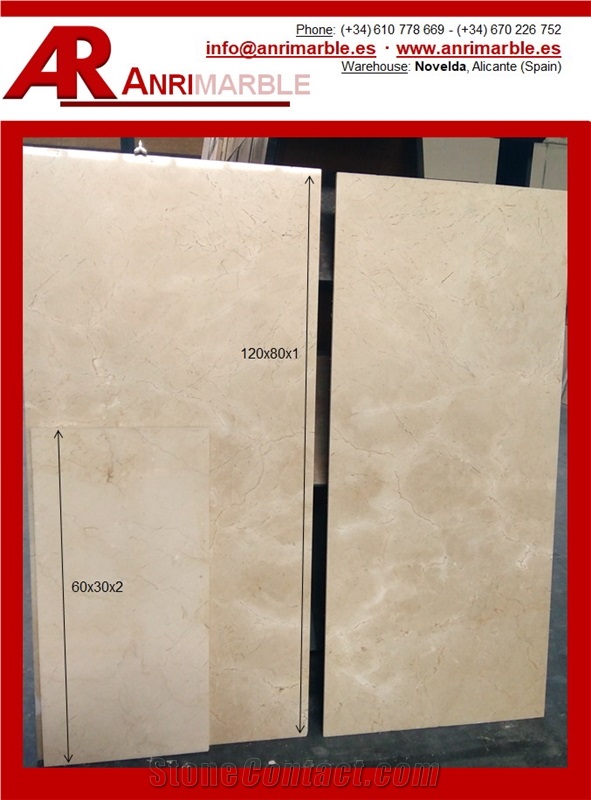 Cream Marfil Ivory Marble Tiles up to 120x80x1cm