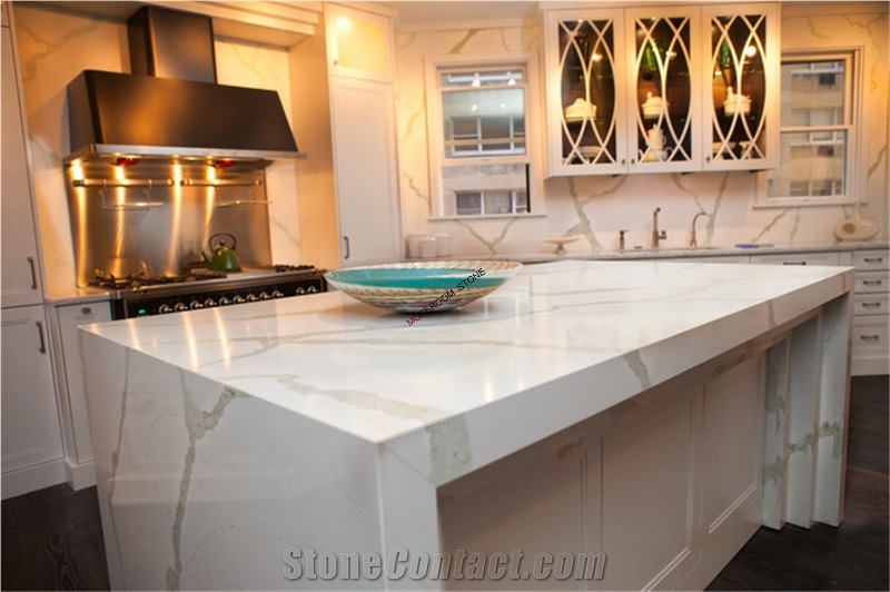 Kitchen Calacatta Marble Quartz Countertop White